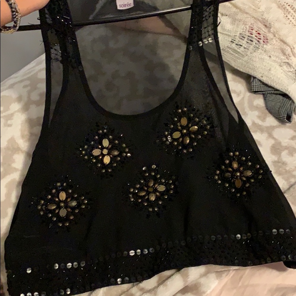 Mini crop embellished top